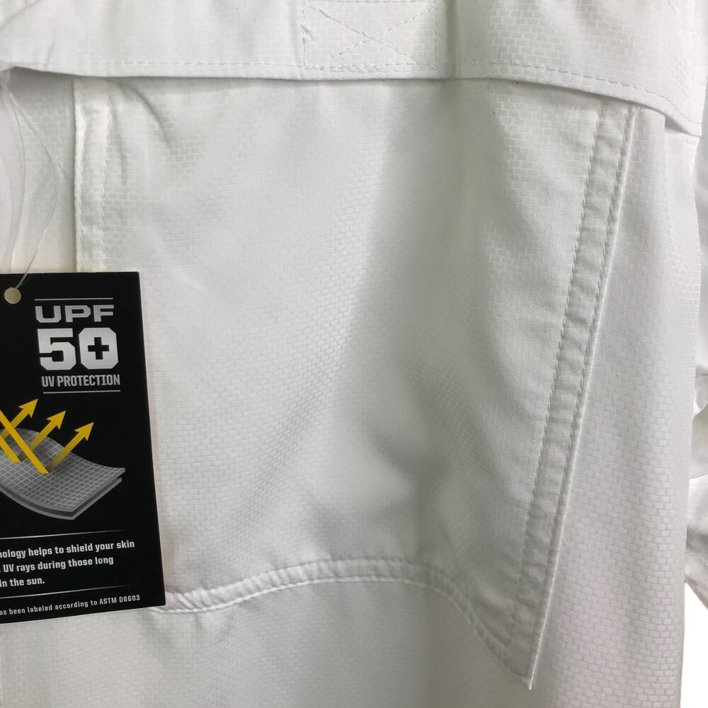 Field & Stream Mens White UPF 50 Fishing Shirt Long Roll Tab Sleeve MD NEW - Picture 7 of 12